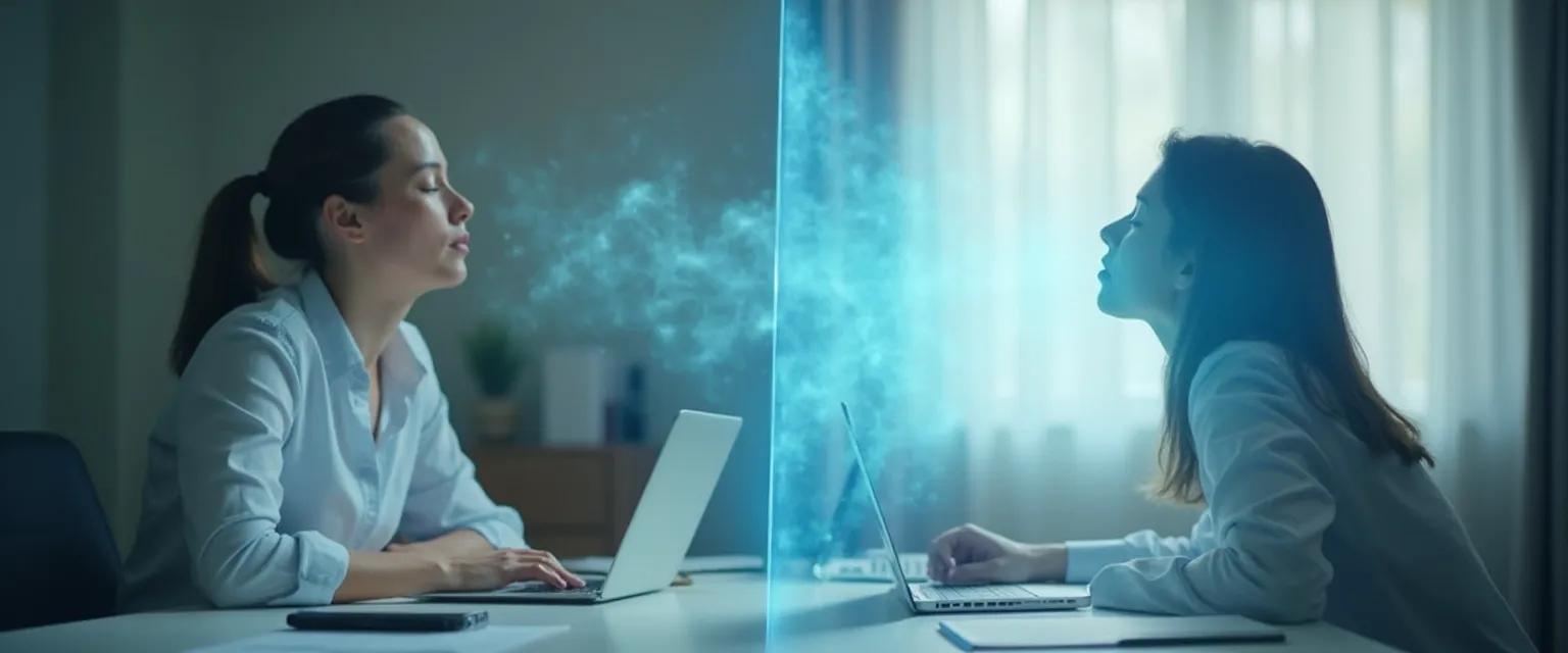 Person practicing quick mindfulness exercises for anxiety relief at desk
