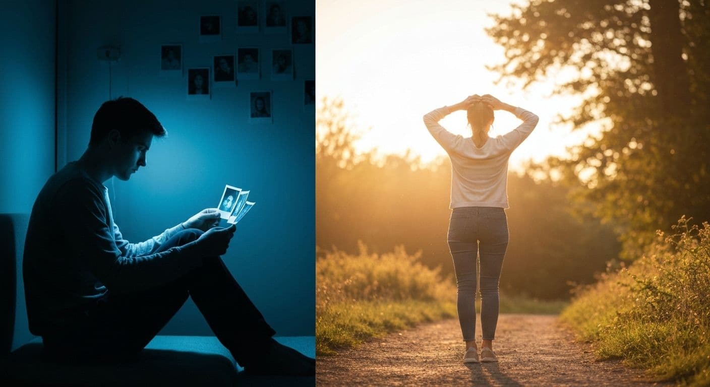 Person looking forward with hope, representing moving on from heartbreak and emotional healing