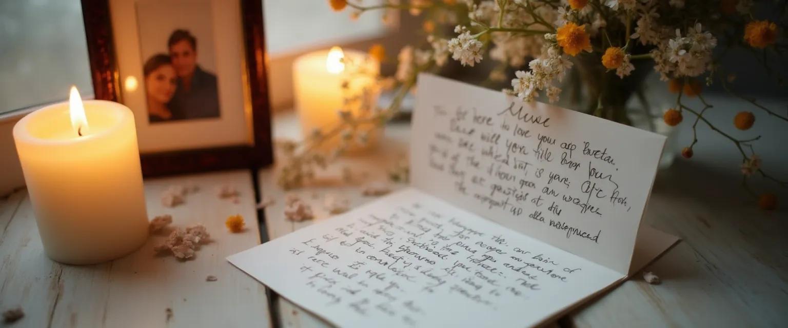 Personalized message for sympathy card loss of husband featuring memory tributes