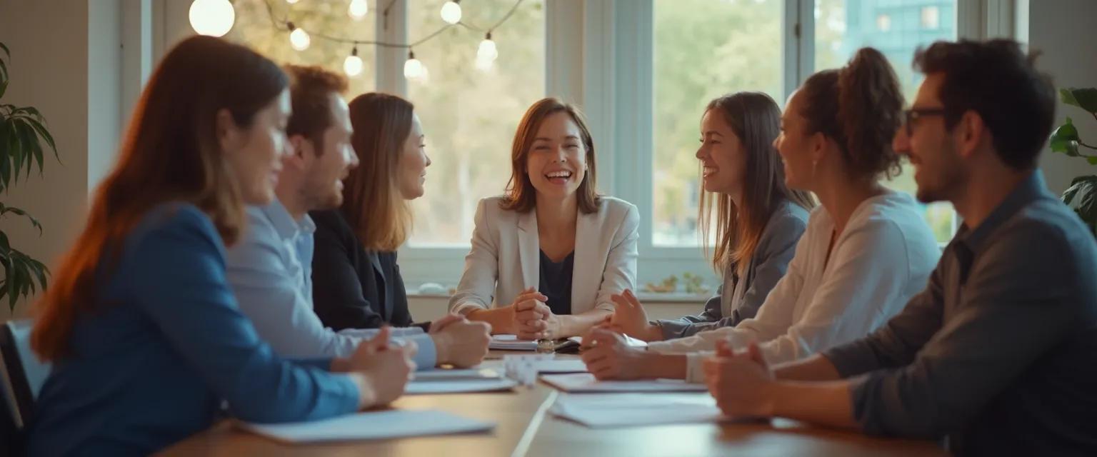 Colleagues using workplace EQ techniques to resolve office conflict constructively