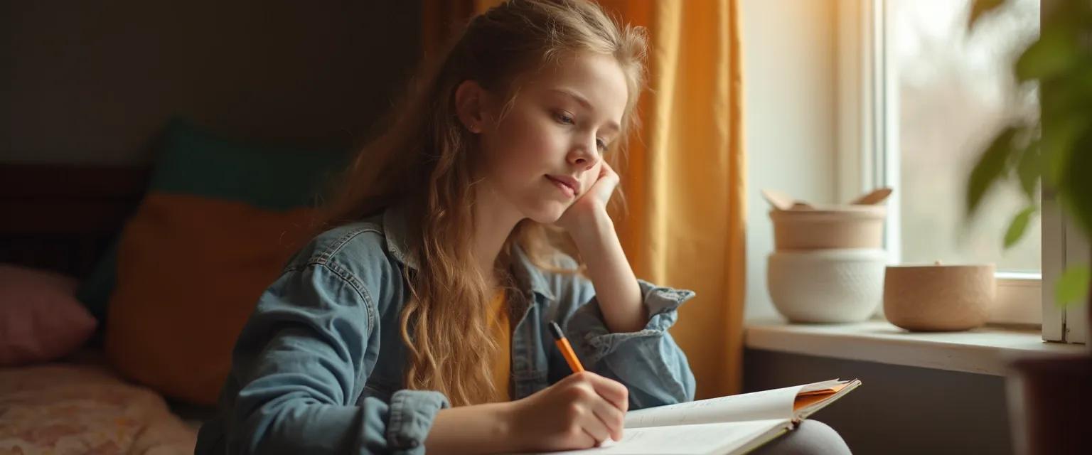 Teen developing SEL self-awareness skills through supportive interaction with adult