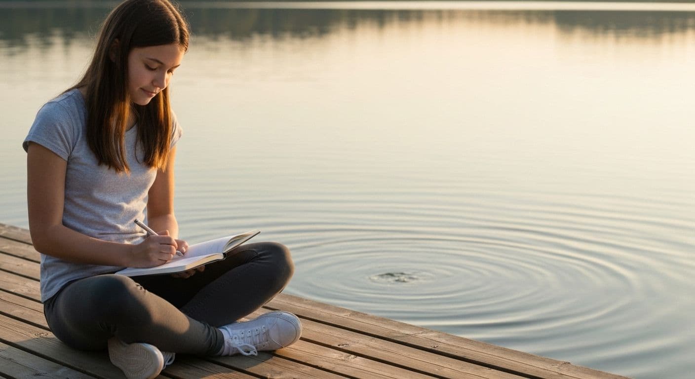 Teen practicing self-awareness in adolescence through simple daily reflection techniques without overthinking