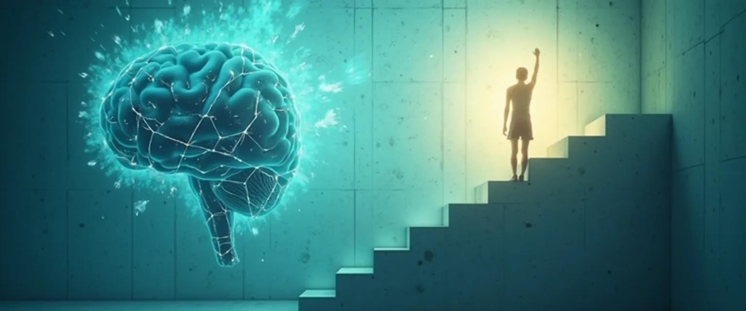 Person demonstrating confidence in physical rehabilitation exercise with therapist