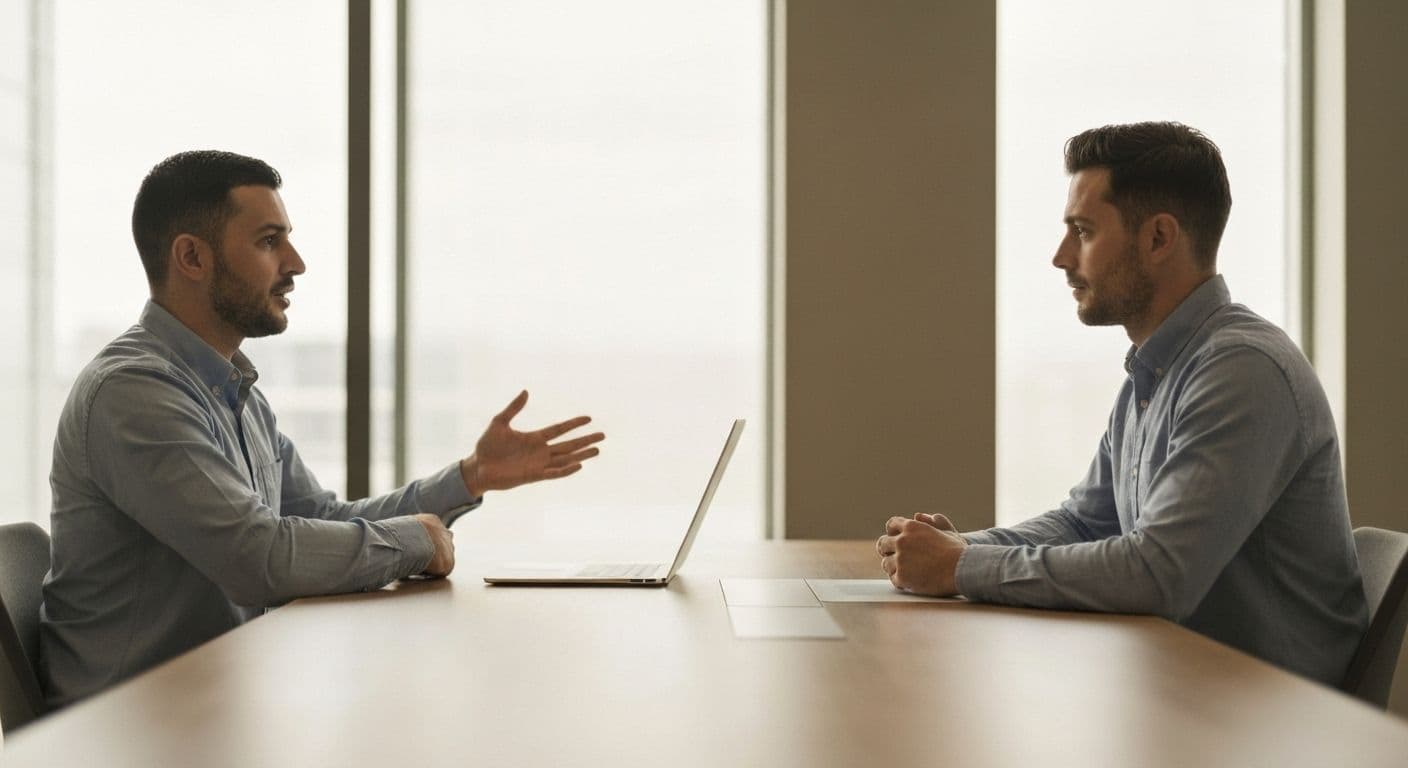 Person practicing mindful communication techniques during a difficult conversation while staying calm and focused
