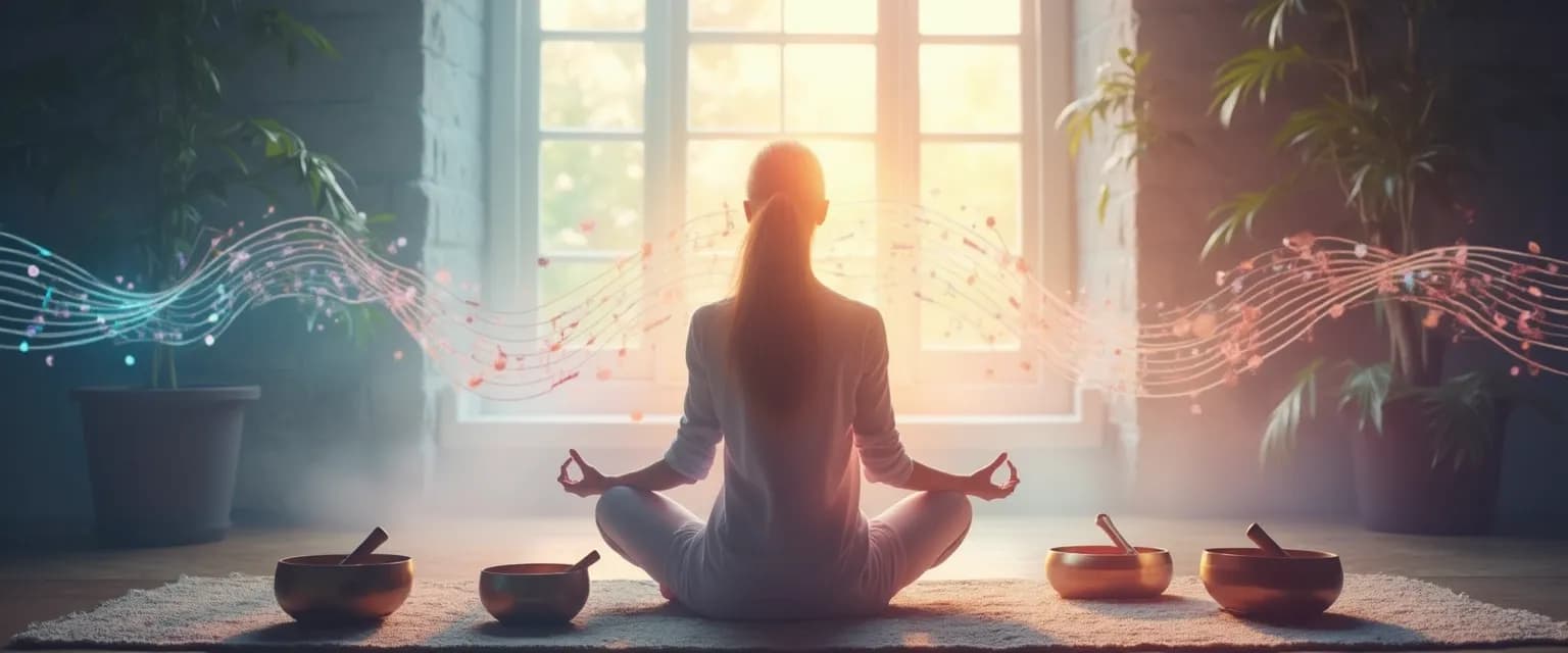 Person meditating with headphones experiencing the best guided meditation for anxiety and depression