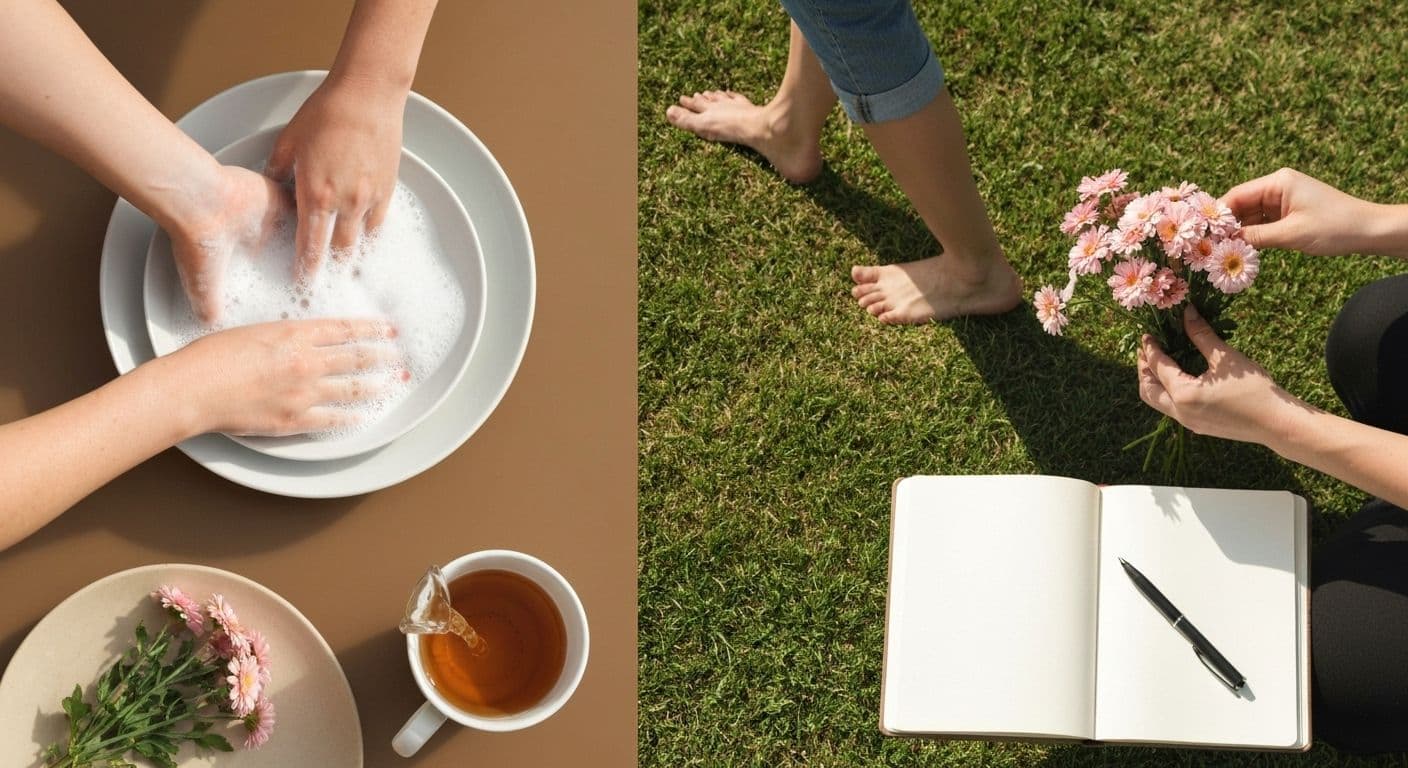 Person practicing sensory awareness in daily life to build a mindful life without traditional meditation