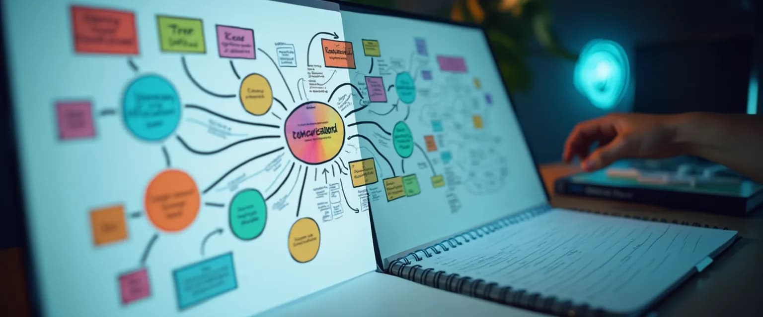 Mind mapping and traditional note-taking techniques to organize your mind for better mental clarity