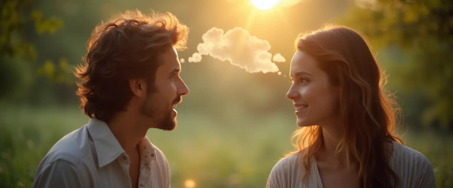 Two people engaged in conversation while finding self-awareness through meaningful interaction