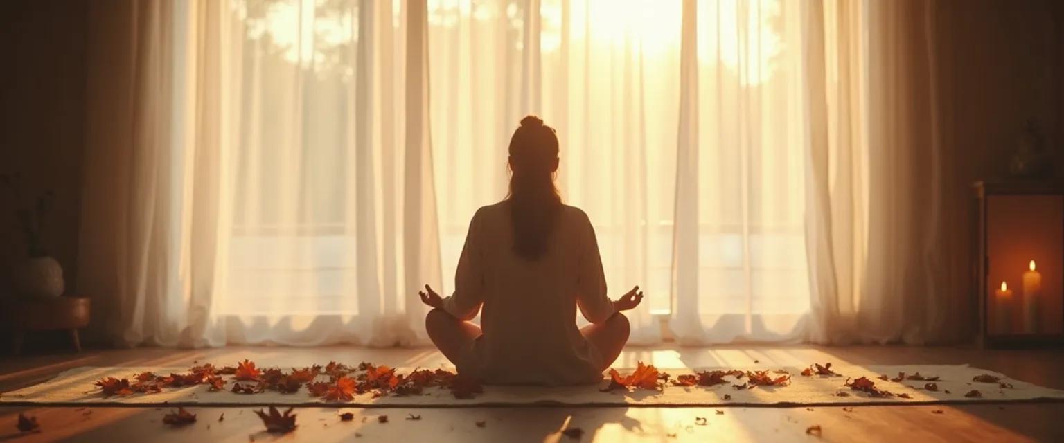 Person practicing gentle grief and meditation techniques in a peaceful setting