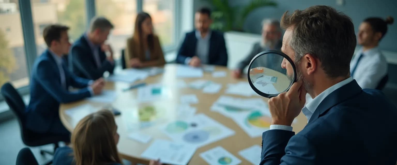 Team leader reviewing organizational awareness self-assessment examples with colleagues