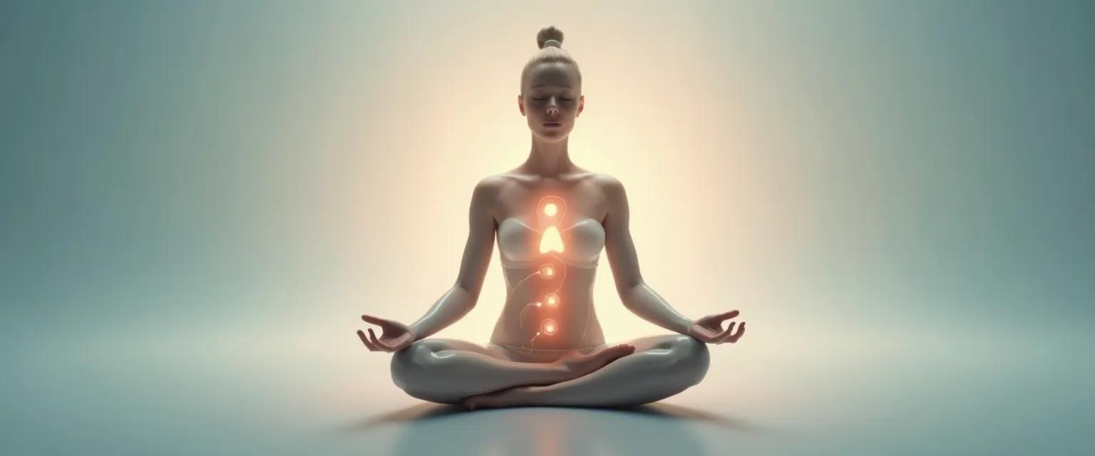 Person gaining self-awareness by mindfully checking physical body signals