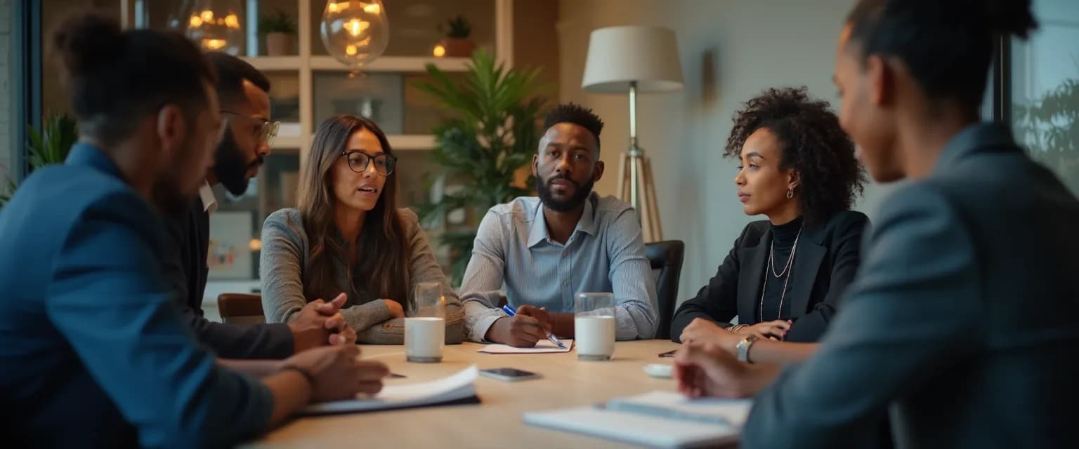 Professional demonstrating self awareness in interpersonal communication during a team meeting