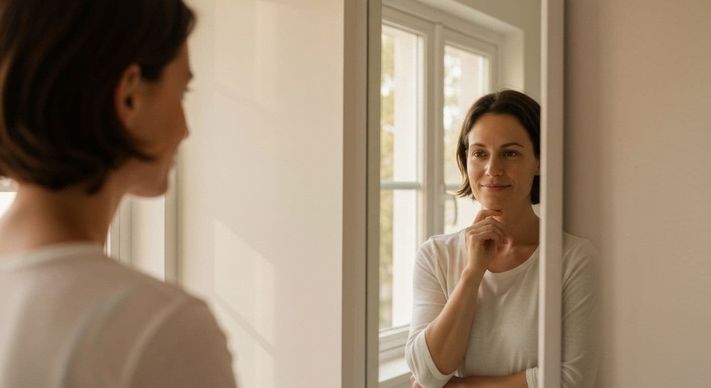 Person practicing mirror work for finding self awareness through daily reflection exercises