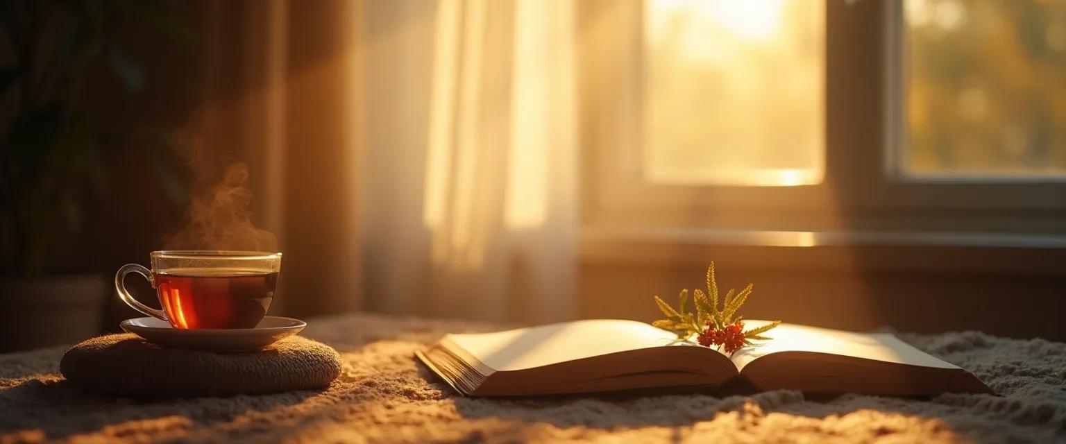 Woman enjoying peaceful morning ritual for a peaceful life peaceful mind