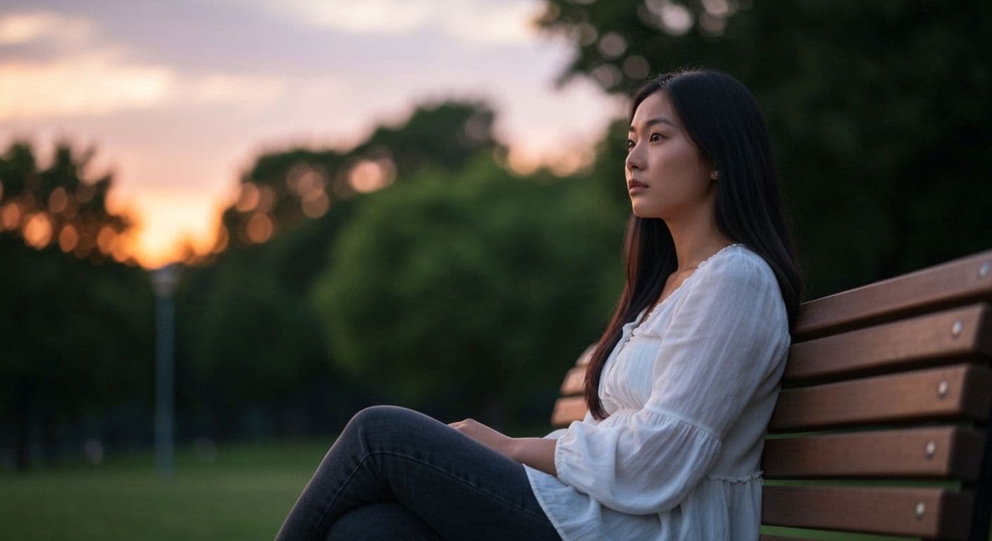 Person peacefully reflecting alone, representing healthy healing before pursuing love after heartbreak