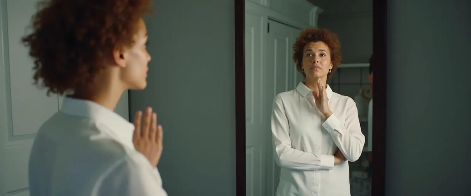 Person practicing finding self-awareness through mindful attention to body language signals