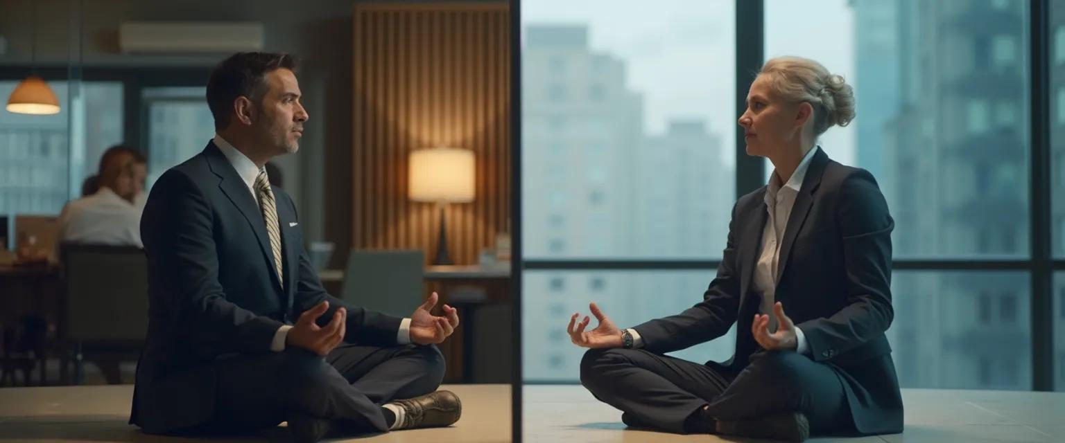 Professional practicing self-awareness and self-acceptance through mirror work and mindfulness