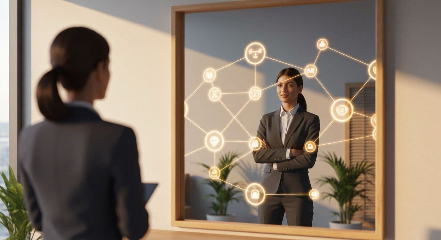 Professional demonstrating what is self-awareness through mindful reflection in workplace setting