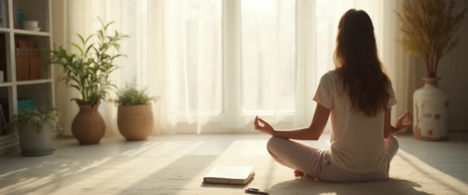 Person practicing self control and self awareness through daily reflection