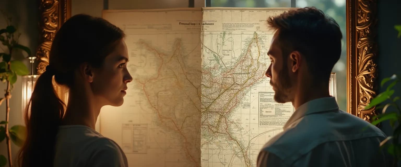 Mirror and map representing self-awareness and self-knowledge for personal growth