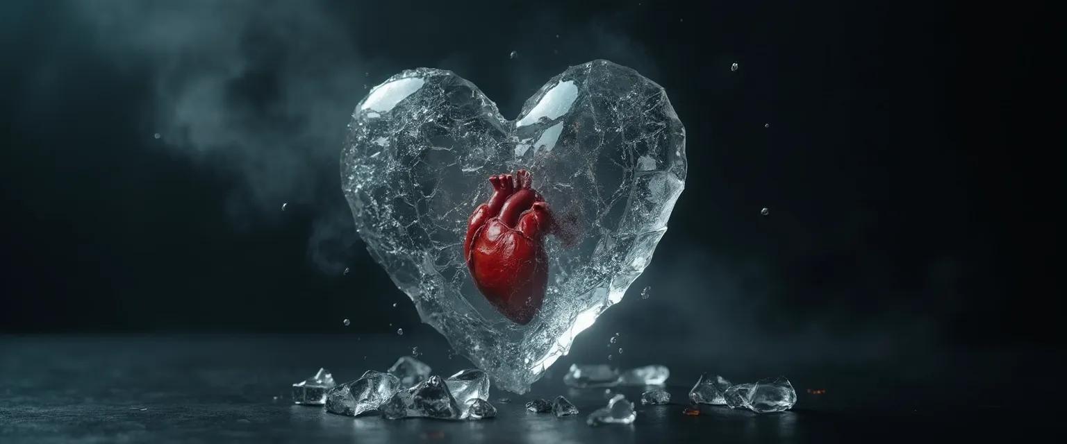 Diagram showing this what heartbreak feels like throughout the body with labeled physical symptoms