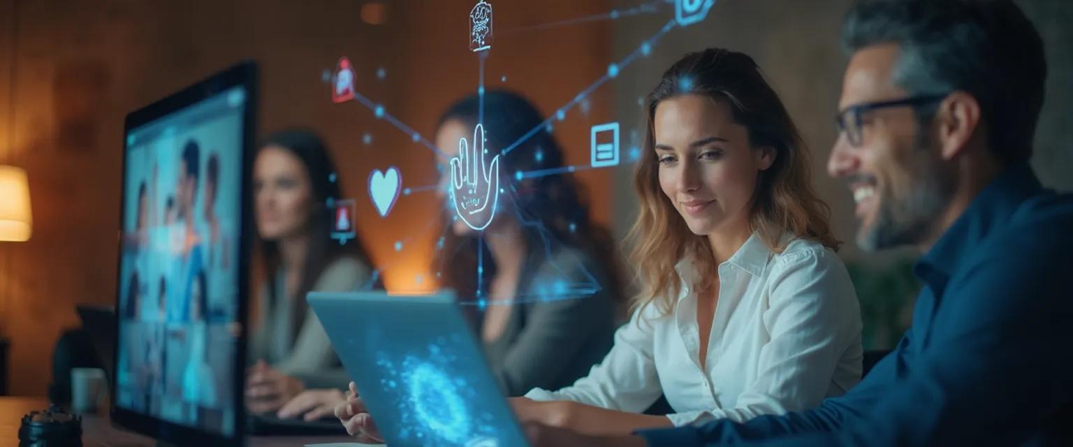 Diagram showing why emotional intelligence matters in remote teams with virtual connection points