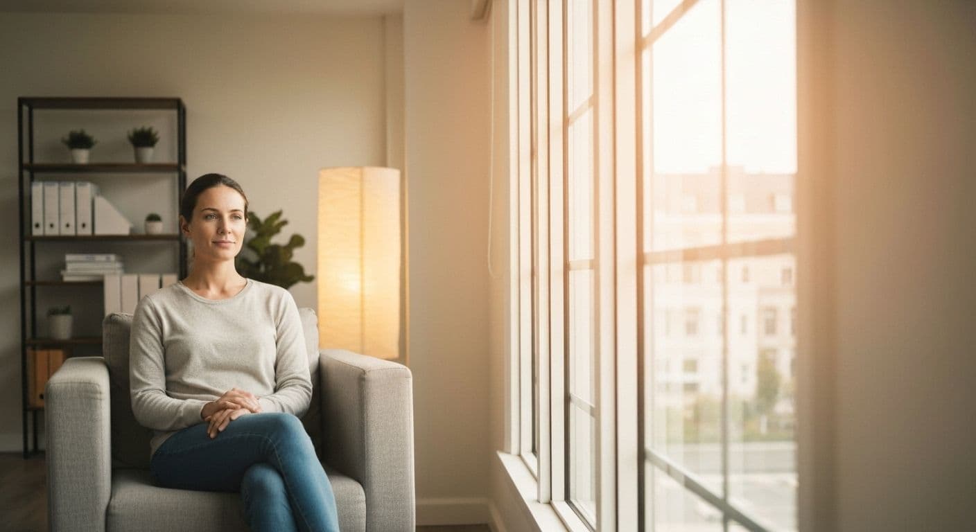 Person reflecting on emotions demonstrating self-awareness and mental health connection for better therapy outcomes