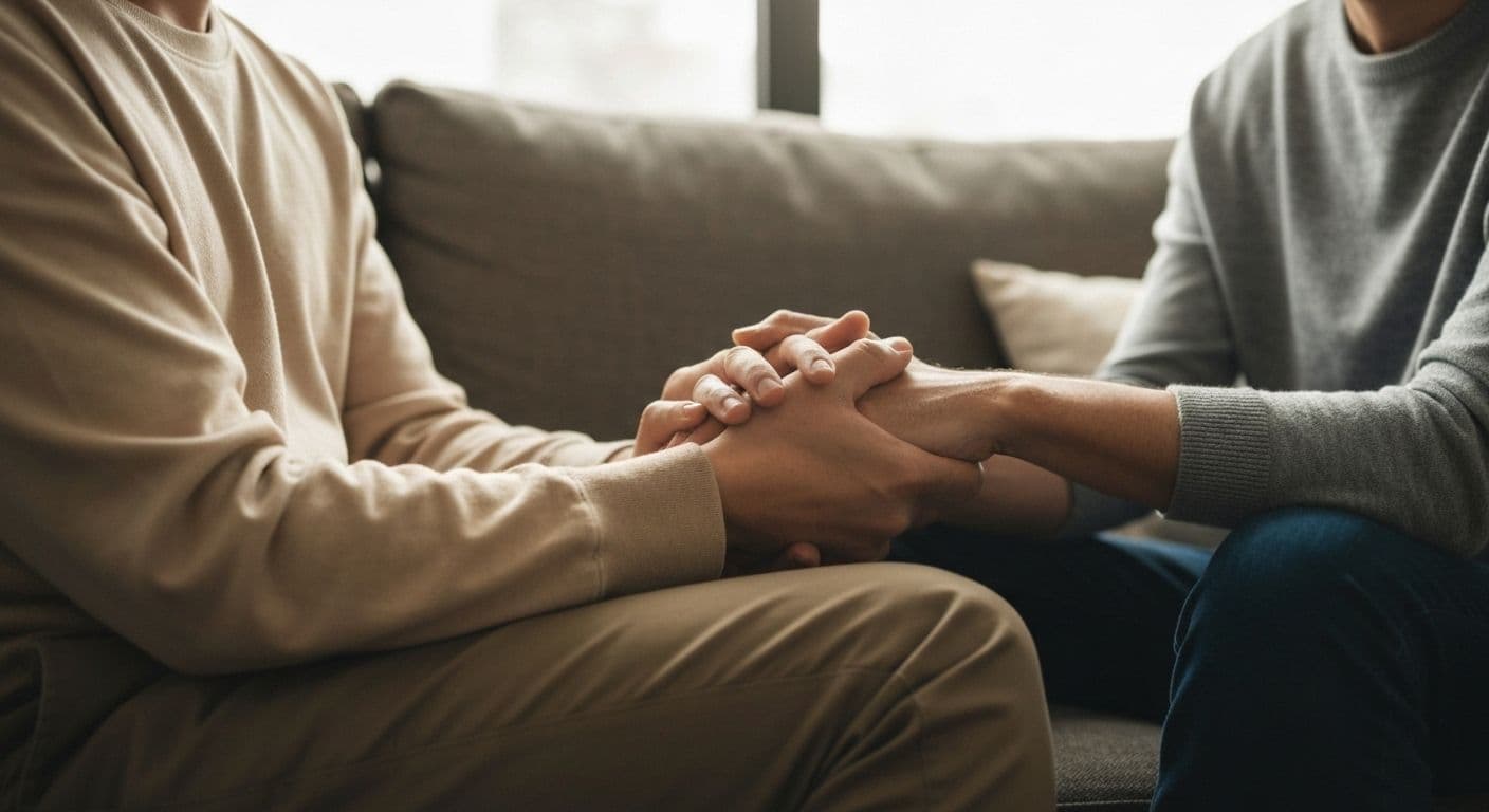 Two people sitting together showing what to say to someone who has lost someone through supportive listening