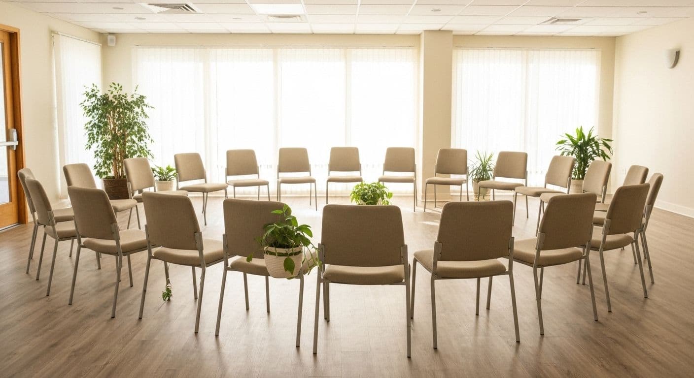 Person researching grief sharing groups near me on laptop with notes about local support options