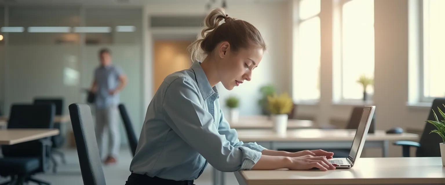 Office worker performing micro-movement exercises for health and wellbeing at work