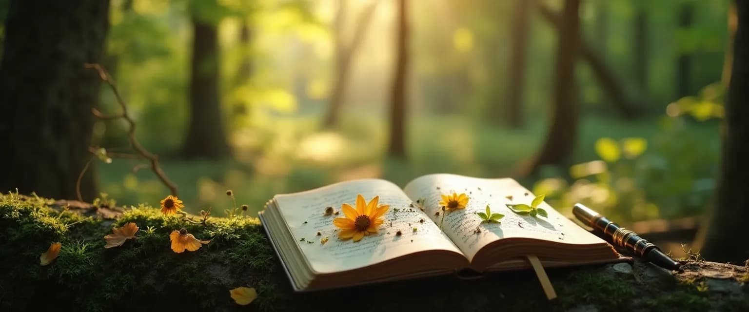 Person writing journal prompts for grief while sitting in a peaceful natural setting