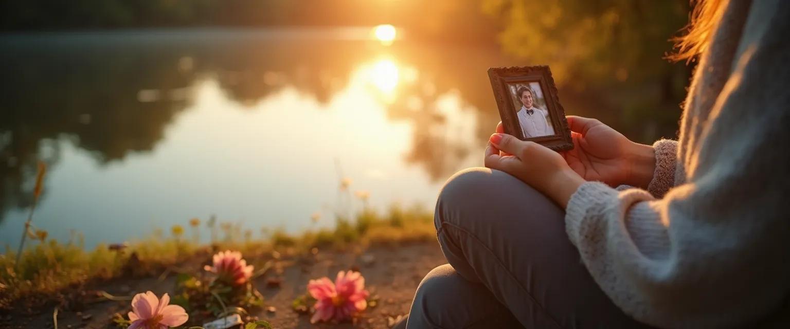 Person creating a personal memorial ritual after losing a sibling