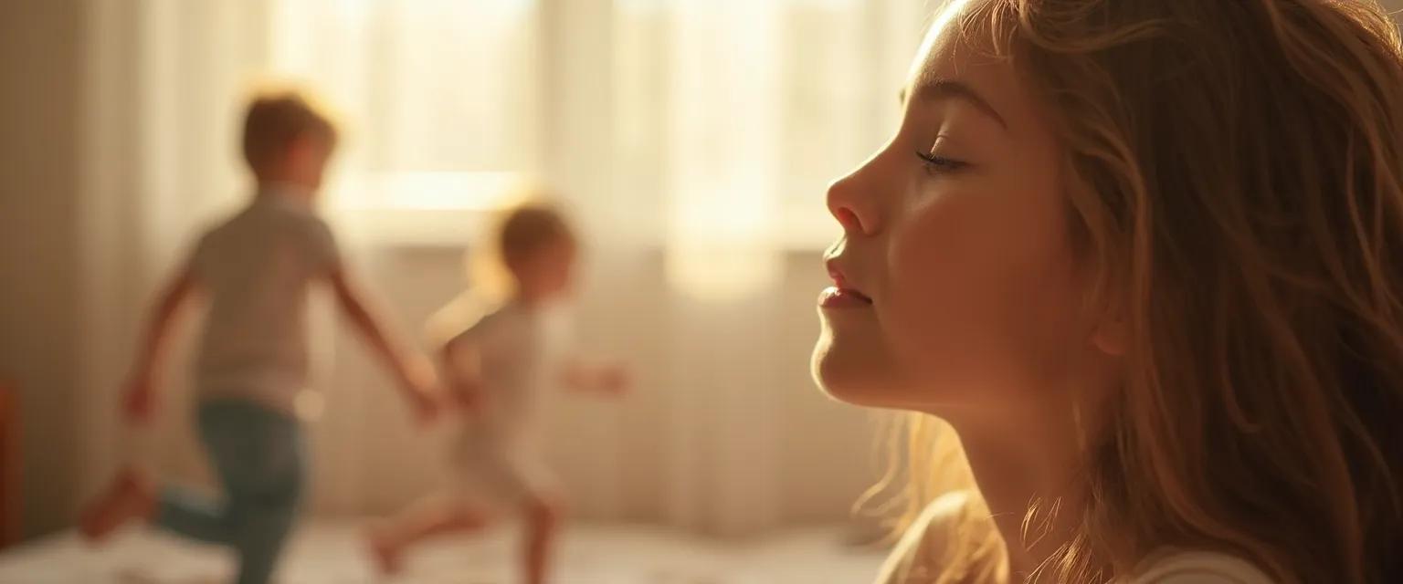 Parent practicing mindfulness and mental health techniques while child plays