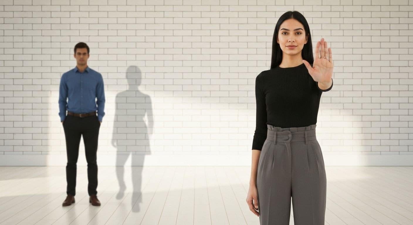 Person setting healthy boundaries after breakups by blocking contact on phone