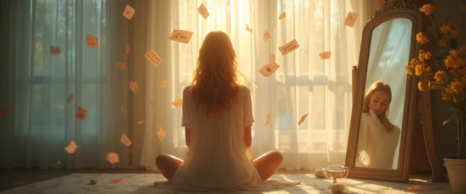 Person practicing self-awareness through mindful reflection without self-criticism