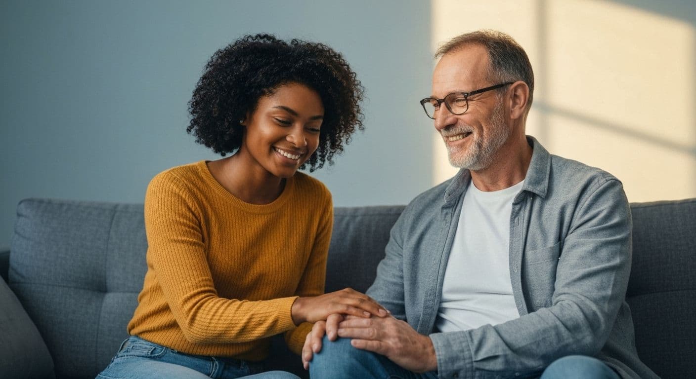 Two friends sitting together showing what to say for someone who lost someone through supportive presence