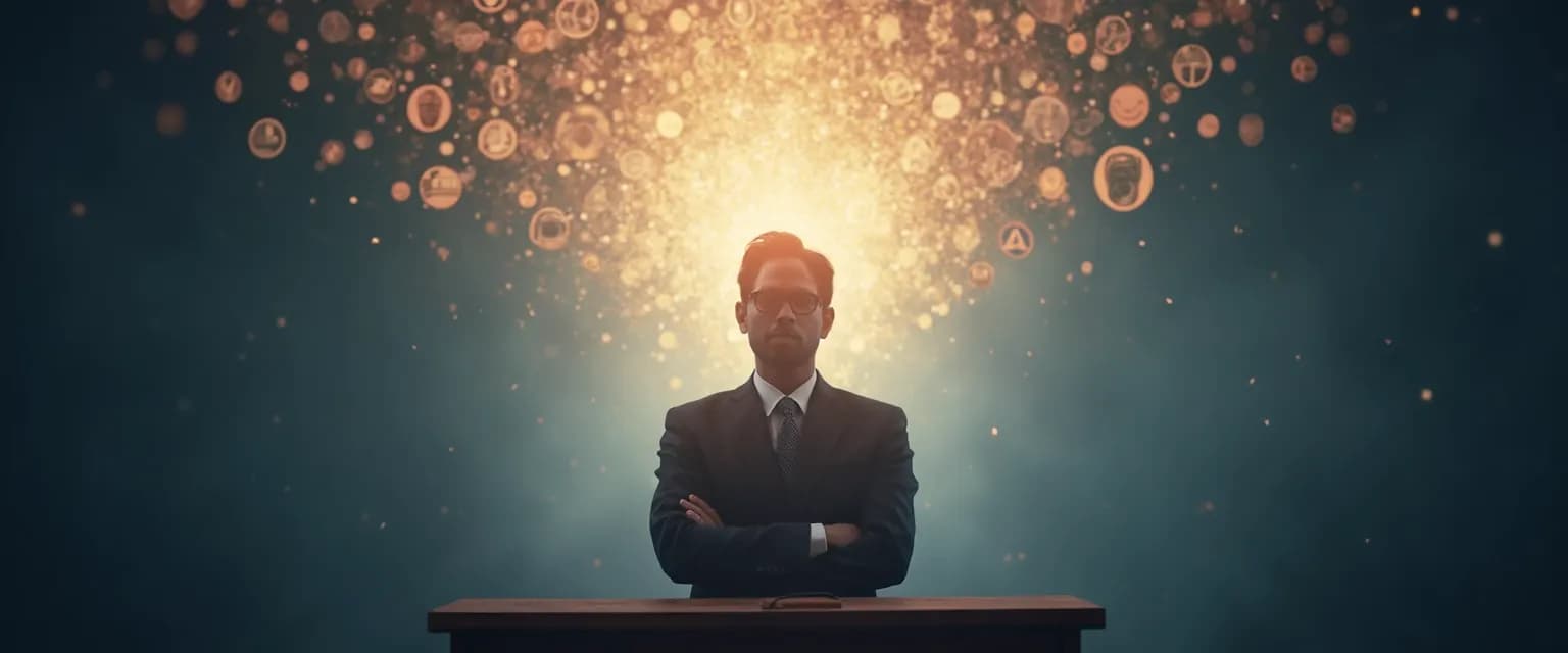 Person using mind over matter psychology techniques before public speaking