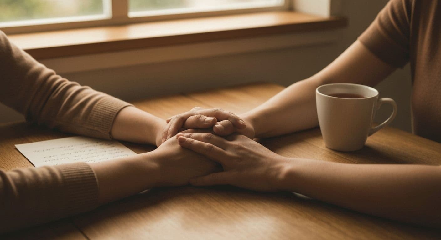 Person writing heartfelt message showing what to send a grieving friend for genuine comfort and support