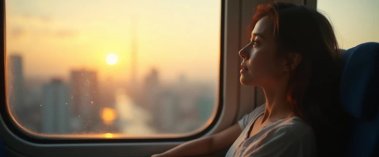 Person practicing self-awareness how to exercises during commute on public transport