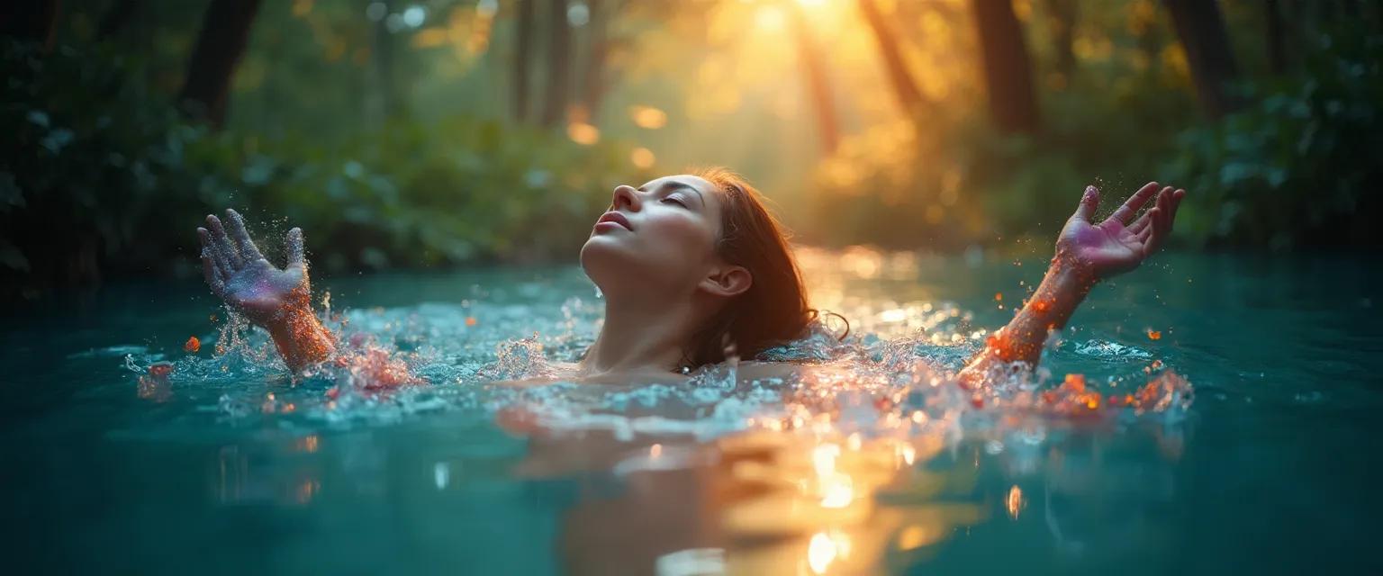 Person practicing unconventional anxiety and therapeutic approaches in nature setting