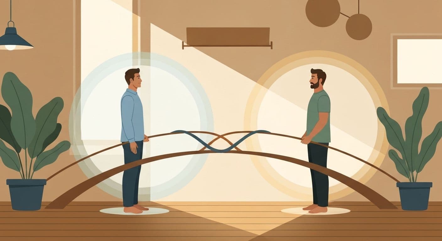 Two people having a calm conversation demonstrating healthy boundaries in positive relationships