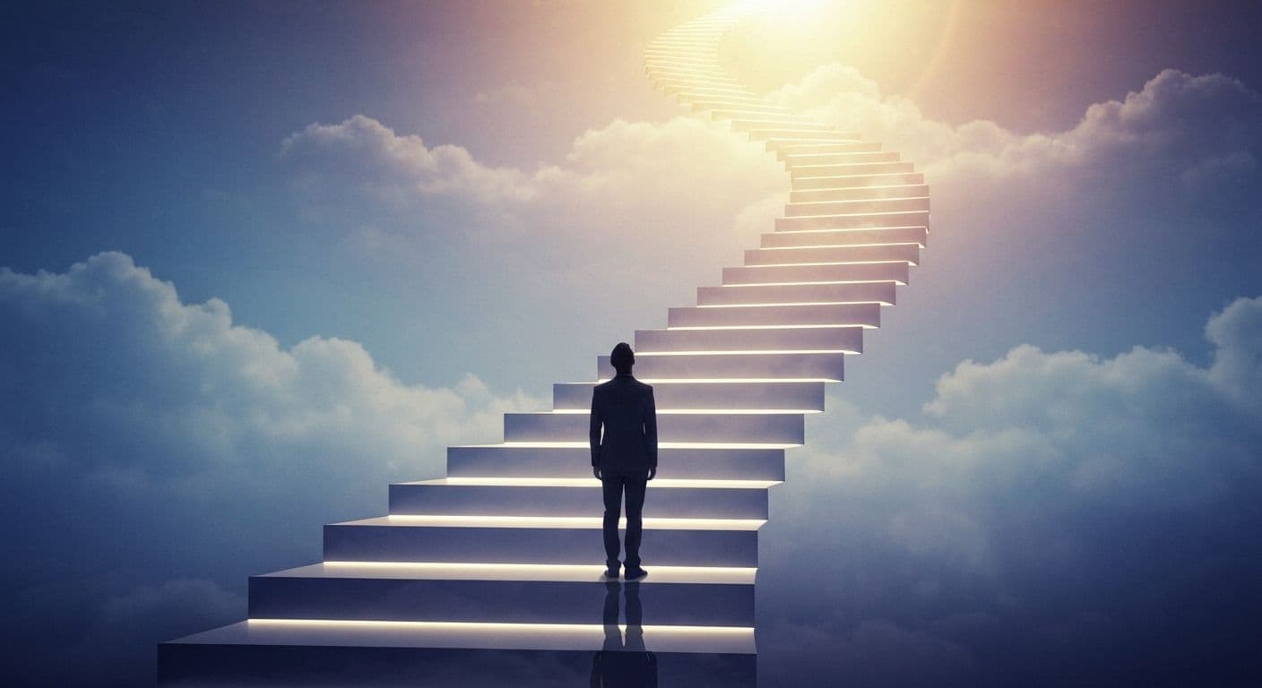 Diagram illustrating the 7 levels of consciousness and self awareness with breakthrough pathway from level 3 to higher stages