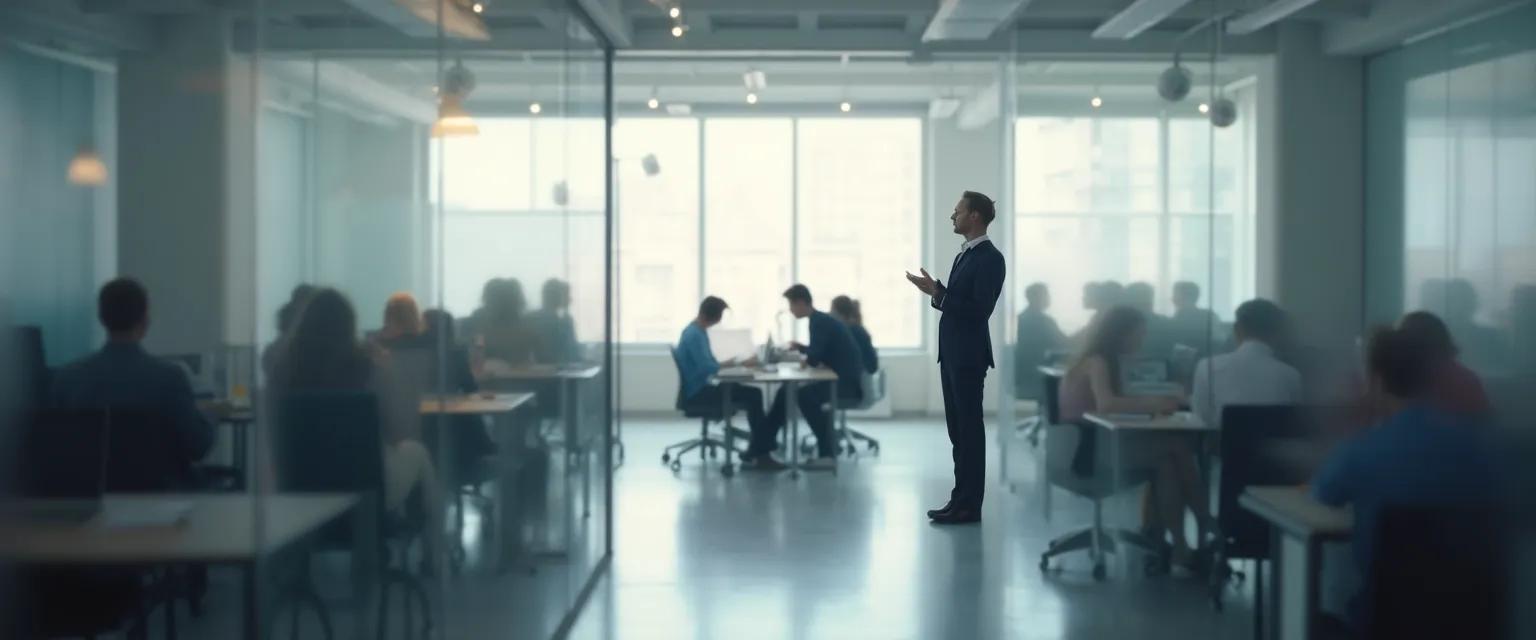 Professional creating a mind zone for focus in a busy open office environment