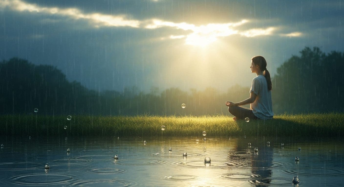 Jon Kabat-Zinn mindfulness RAIN technique diagram showing four steps for processing difficult emotions with compassion