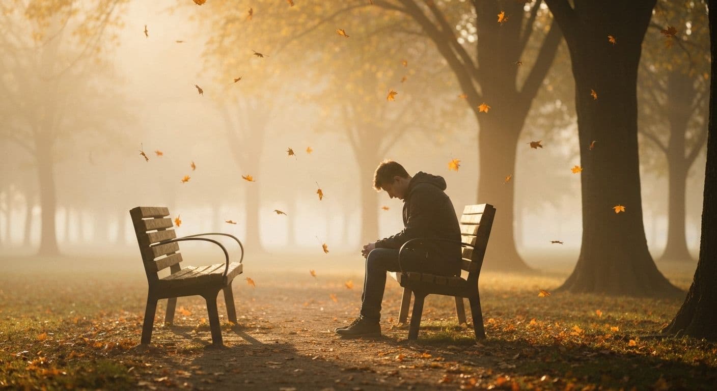 Person reflecting peacefully on their own stages of grief heartbreak journey without pressure or timeline expectations