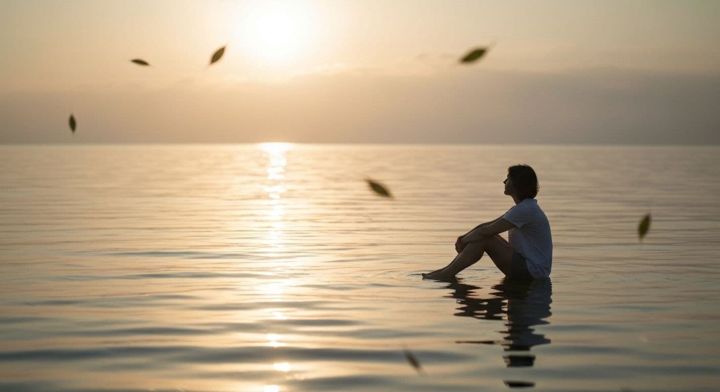 Person peacefully reflecting while navigating their personal grief process at their own pace