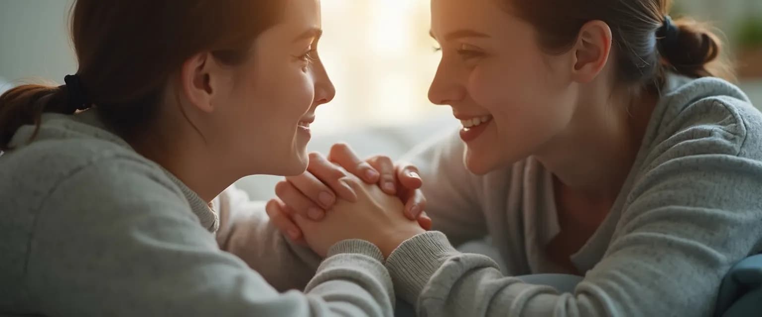 Couple practicing nonverbal couples anger management techniques to defuse tension