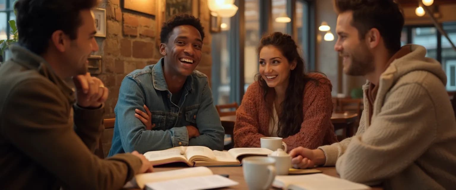 Person cultivating an intellectual mind while enjoying social connections with friends