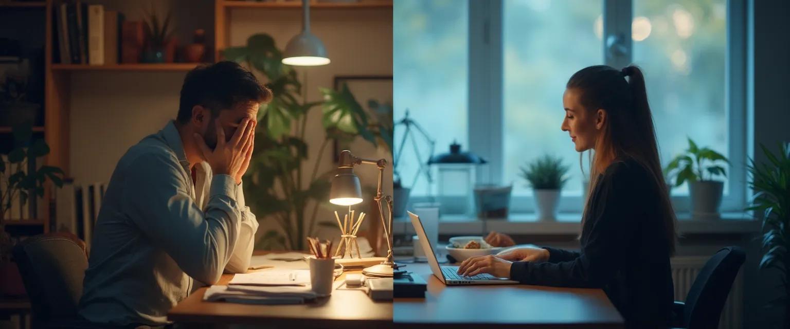 Comparison chart of procrastination treatment methods versus productivity coaching approaches