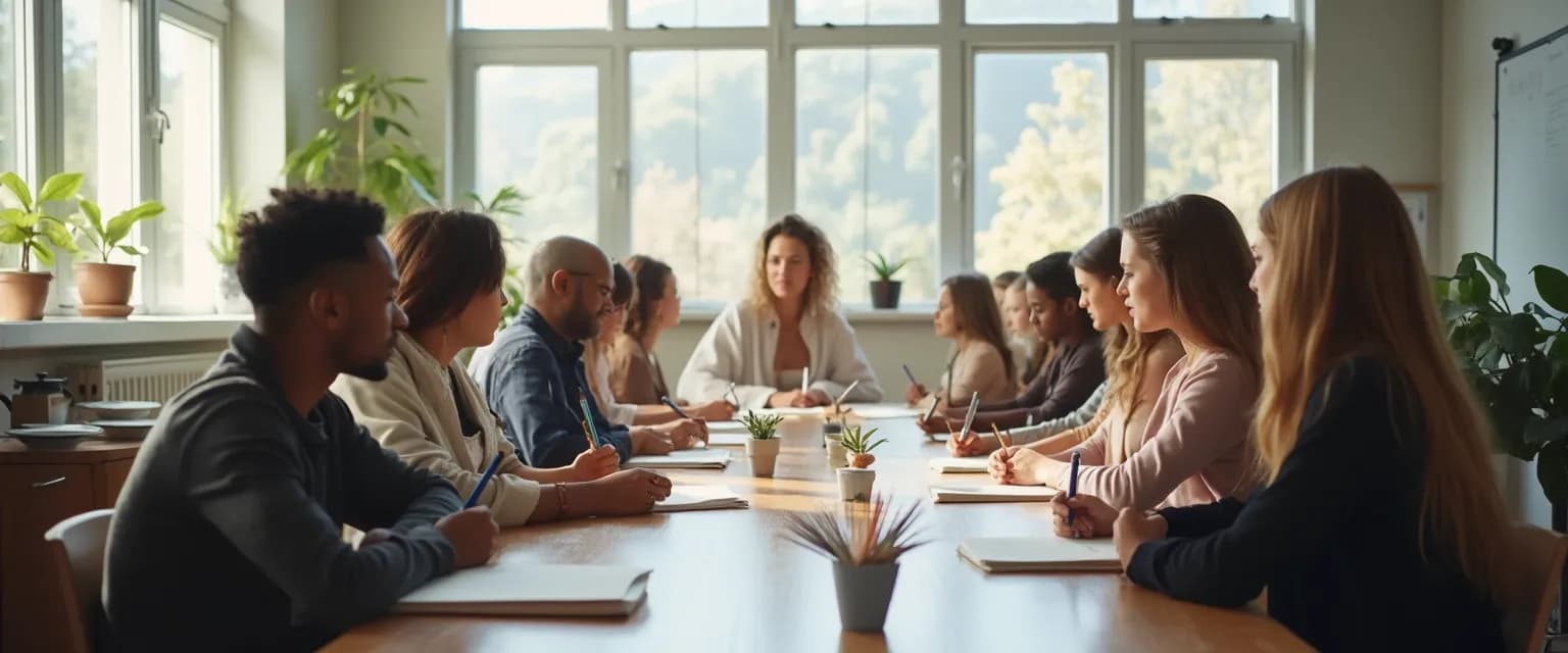 Student practicing self-awareness exercises while studying in classroom